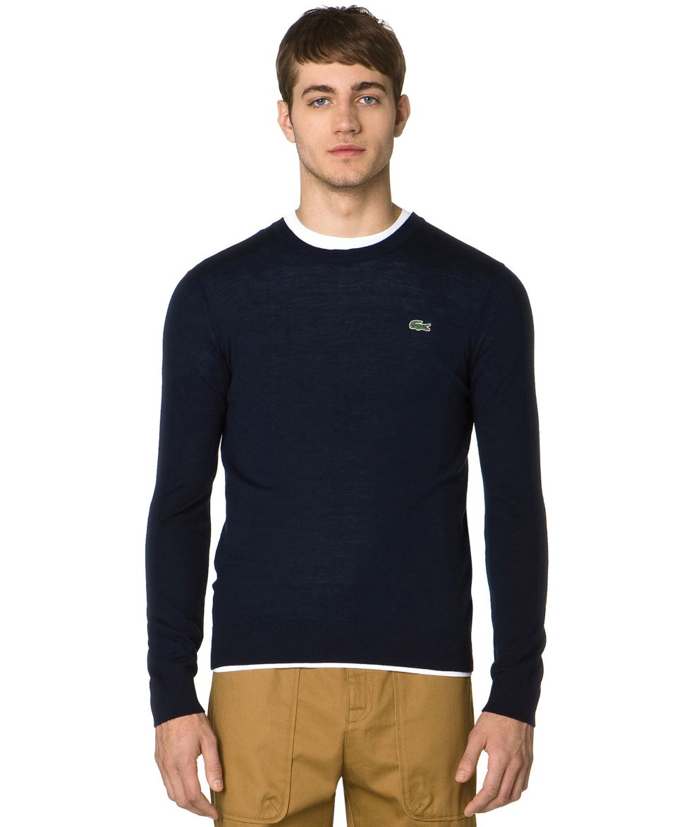 Lacoste LVE Sweater, Stripe Elbow Contrast Sweater   Mens Sweaters