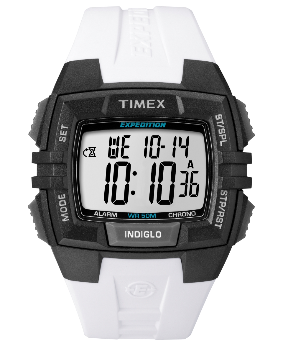 Timex Watch, Mens Digital Expedition White Resin Strap 45mm T49901UM