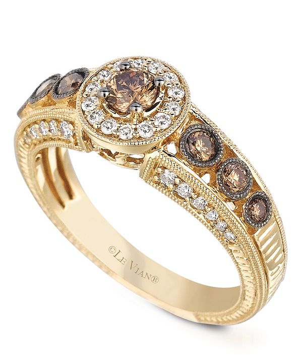 Le Vian White and Chocolate Diamond Engagement Ring (5/8 ct. t.w.) in 14k Gold & Reviews Rings