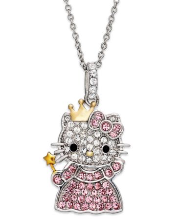 Hello Kitty Sterling Silver and 14k Gold over Sterling Silver Necklace ...