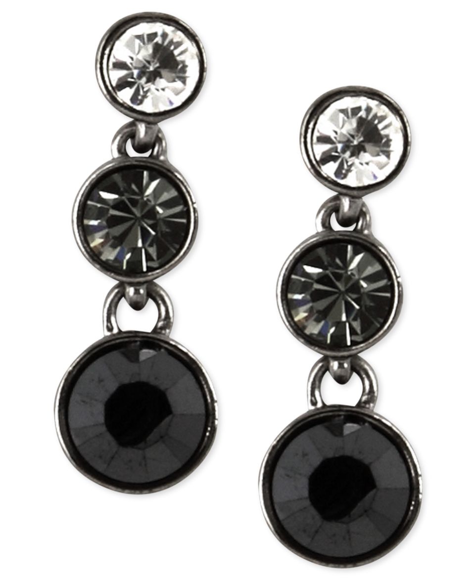 Givenchy Earrings, Light Hematite Tone Glass Crystal Drop Earrings