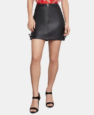 bcbg black leather mini skirt