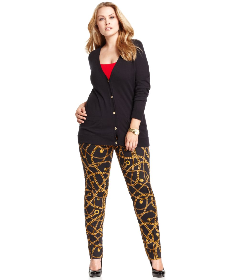 MICHAEL Michael Kors Plus Size Long Sleeve Boyfriend Cardigan & Skinny