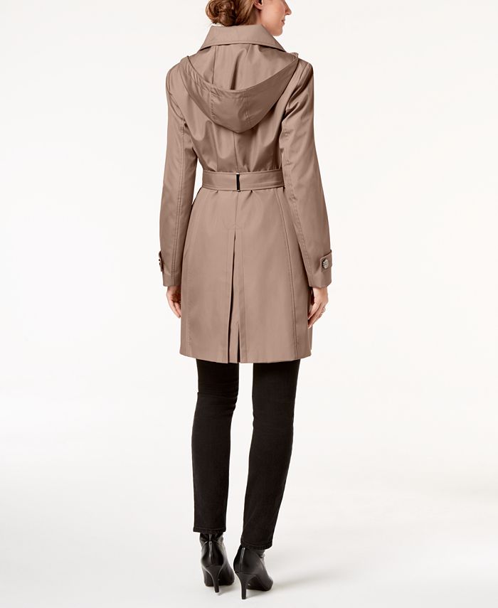 Calvin Klein Petite Belted Hooded Water Resistant Trench Coat, Created ...