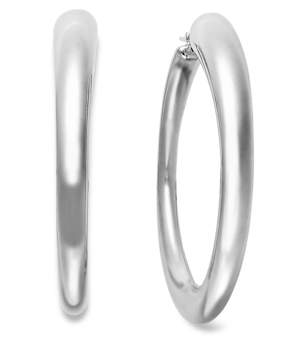 Sterling Silver Earrings, Large Oval Hoop Earrings