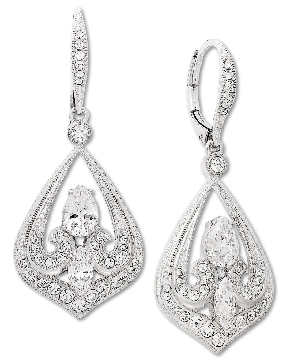 Eliot Danori Earrings, Rhodium Plated Crystal Cubic Zirconia Leverback