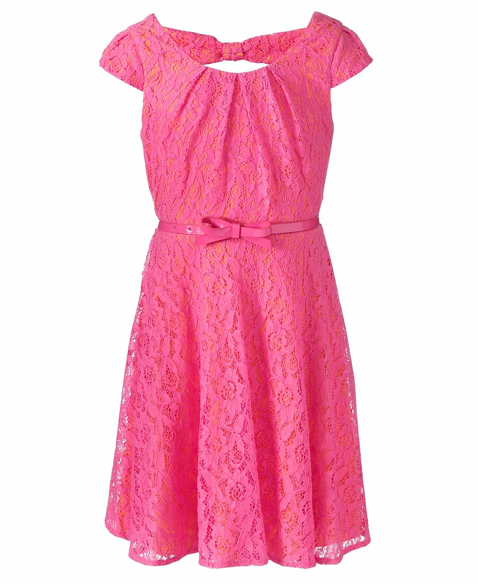 Sequin Hearts Kids Dress, Girls Belted Lace Dress   Kids