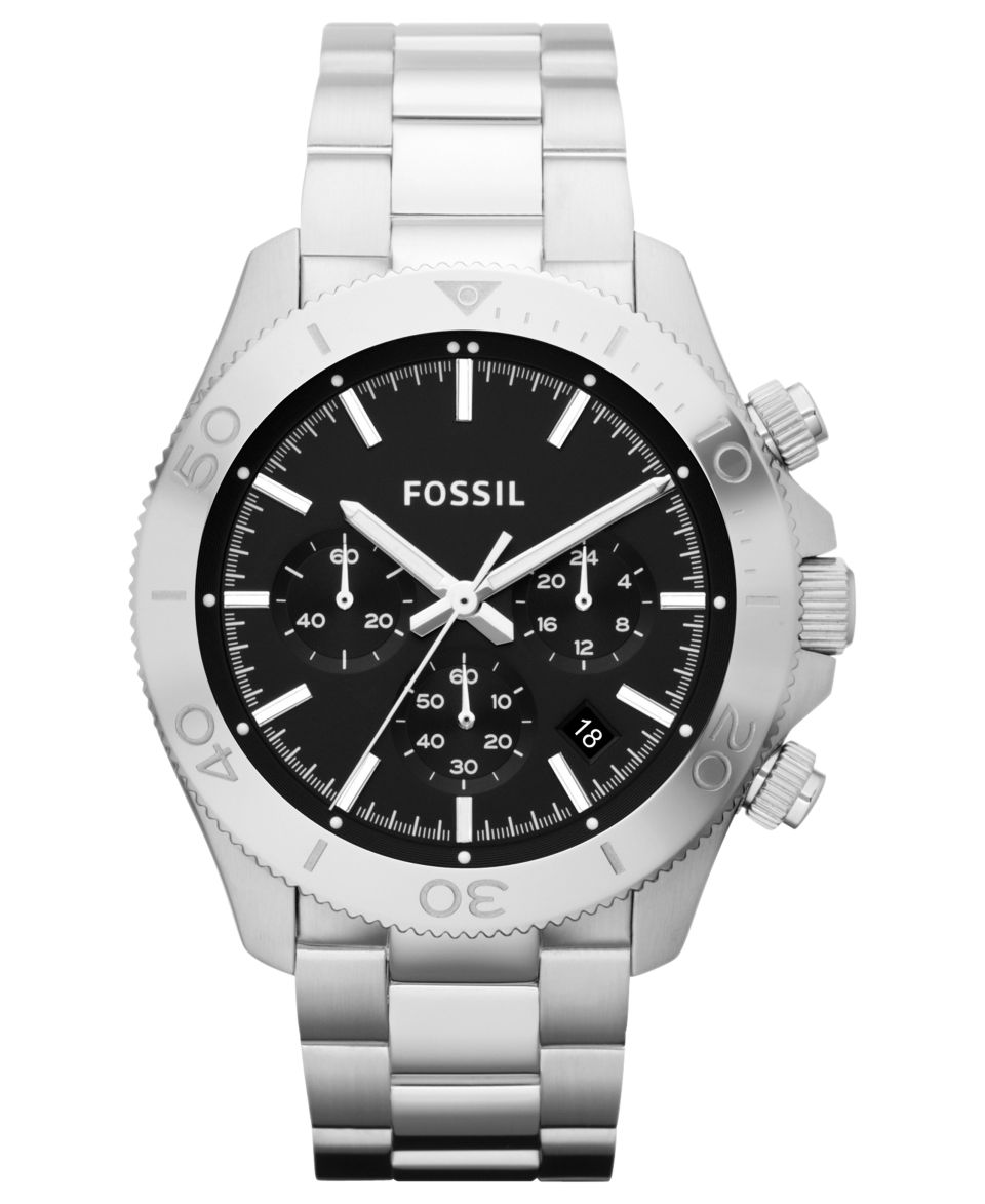 Fossil Watch, Mens Chronograph Machine Stainless Steel Bracelet 45mm