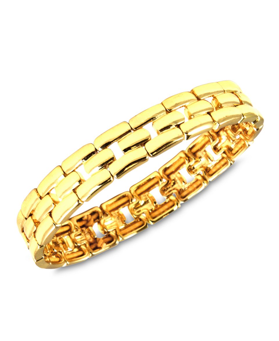 Robert Lee Morris Bracelet, Gold Tone Glass Stone Hammered Link