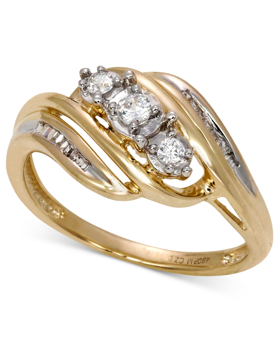YellOra Diamond Ring, YellOra 3 Stone Diamond Wave Ring (1/4 ct. t.w.)   Rings   Jewelry & Watches