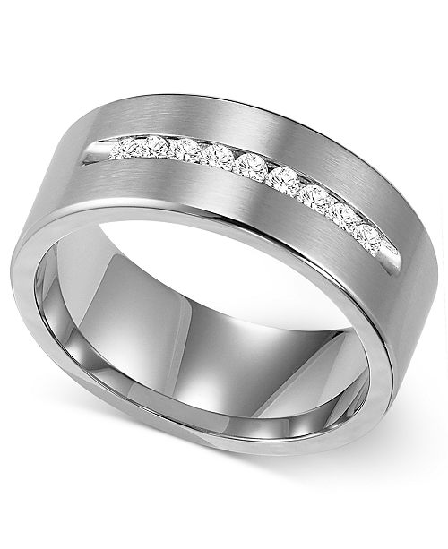 Triton Men S Channel Set Diamond Wedding Band In Cobalt 1 4 Ct T W Reviews Rings Jewelry Watches Macy S