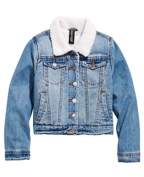 Jou Jou Big Girls Fleece Lined Denim Jacket Reviews Coats Jackets Kids Macy S