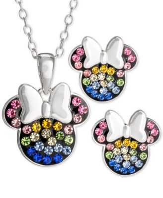 minnie mouse necklace and earring set