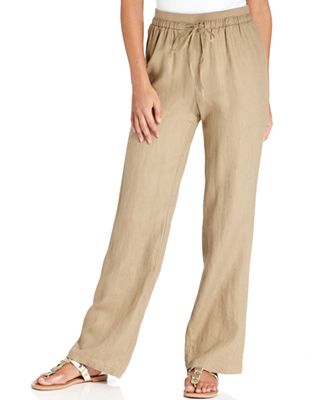 Ellen Tracy Wide-Leg Linen Pants - Pants & Capris - Women - Macy's
