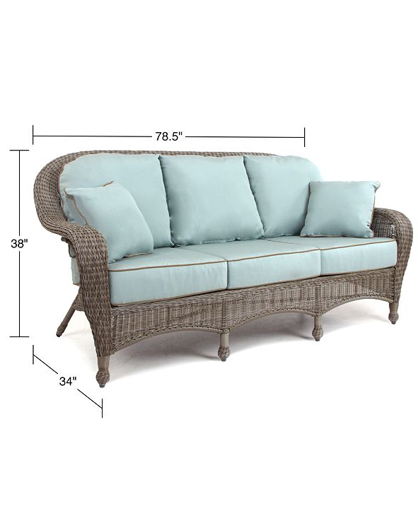 Furniture Sandy Cove Wicker Outdoor Sofa, with Sunbrella® Cushion