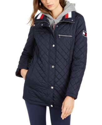 tommy jeans quilted hooded jacket