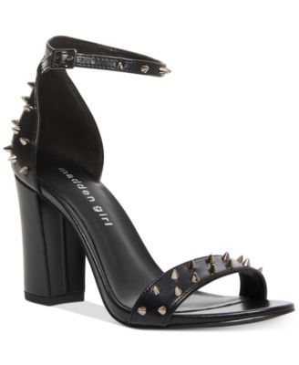 black studded heeled sandals
