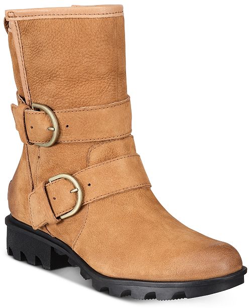 Sorel Women S Phoenix Moto Shearling Boots Reviews Boots Shoes Macy S