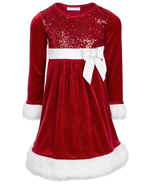 Bonnie Jean Toddler Girls Faux Fur Trim Sequined Santa Dress Reviews All Girls Dresses Kids Macy S