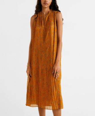 printed pleated dress mango