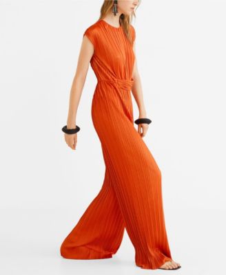 orange pleated jumpsuit