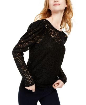 macy's black lace top