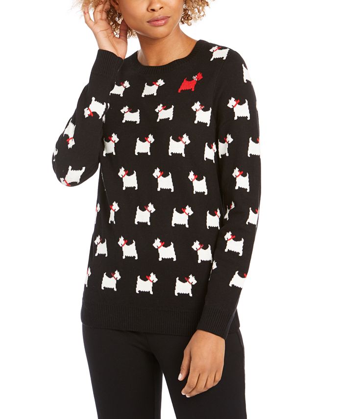 Charter Club Dog-Print Crewneck Sweater, Created for Macy's & Reviews ...