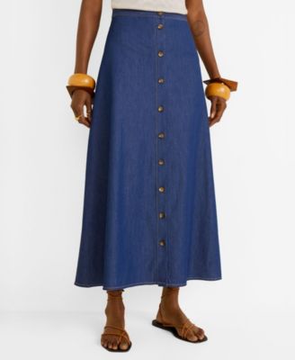 mango long denim skirt