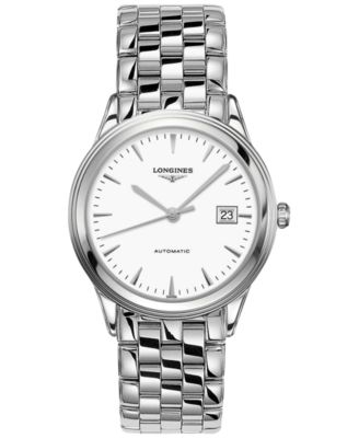 Мужские швейцарские автоматические часы Longines с флагманским браслетом из нержавеющей стали 38 мм
