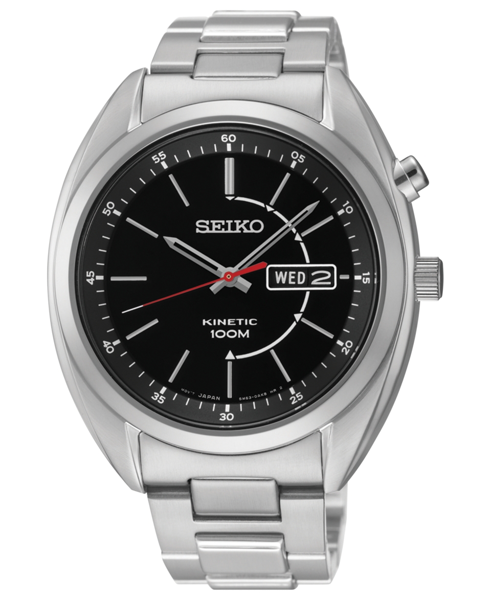 Seiko Watch, Mens Kinetic Stainless Steel Bracelet 41mm SMY119   Watches   Jewelry & Watches
