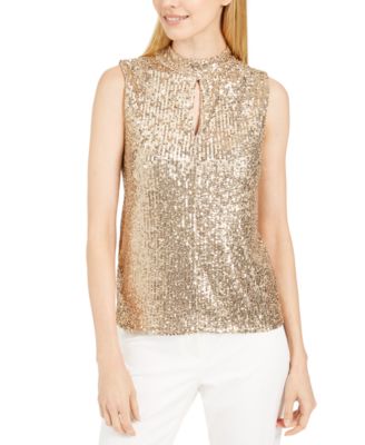 macy's gold sequin top