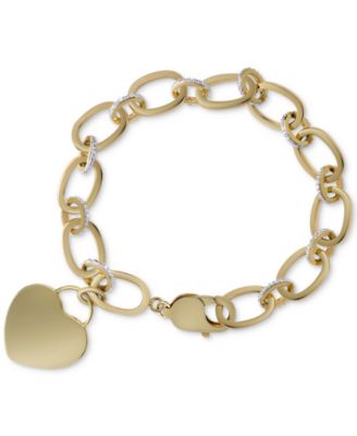 Macy's Diamond Heart Tag Charm Bracelet 