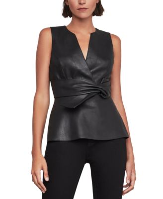 bcbg faux leather peplum top