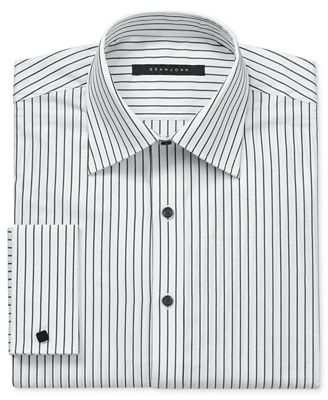 Sean John Dress Shirt, Grey and White Stripe Tonal Detail Long Sleeve ...
