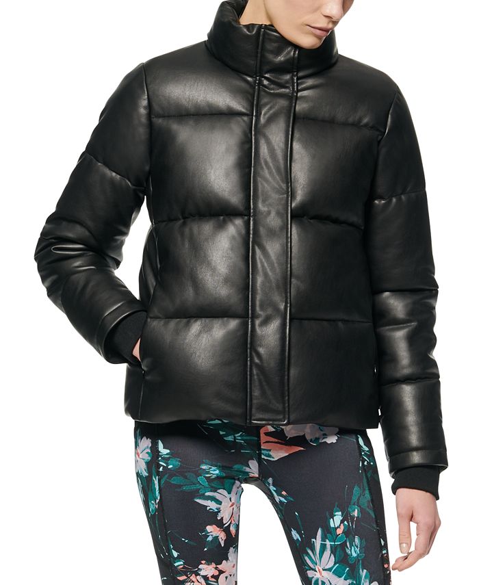 Marc New York Faux-Leather Puffer Coat & Reviews - Coats - Women - Macy's