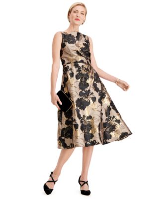 adrianna papell black floral dress