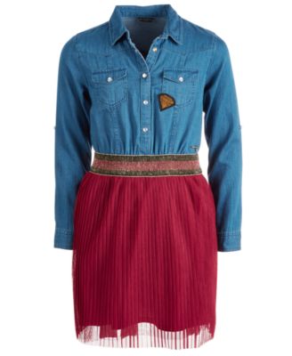 red girl denim dress