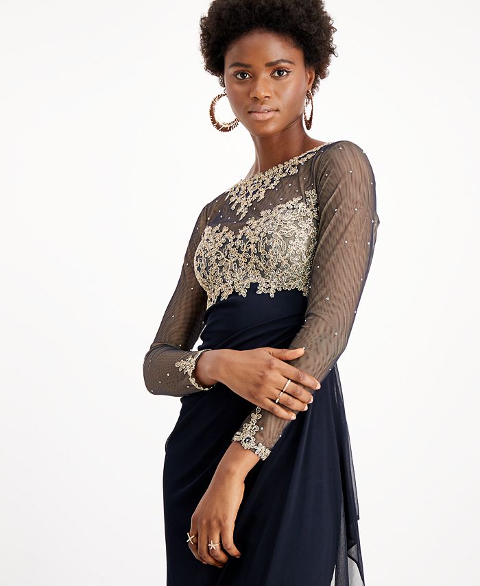 xscape embellished ruched gown