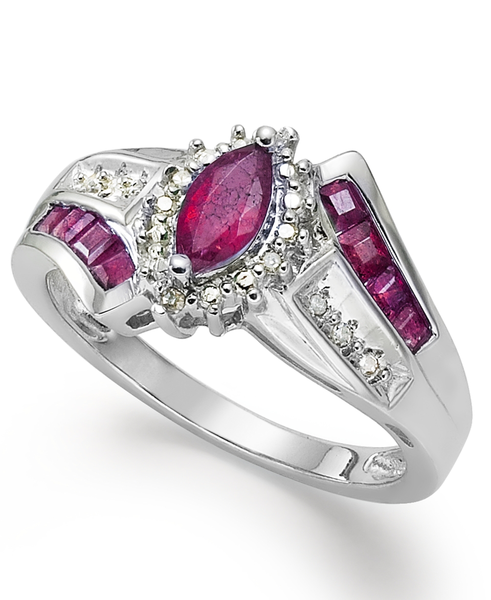 Sterling Silver Ring, Marquise Cut Ruby (1 1/10 ct. t.w.) and Diamond Accent Ring   Rings   Jewelry & Watches