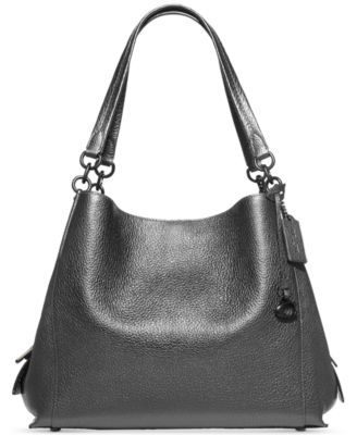 coach metallic leather binding soft parker shoulder bag