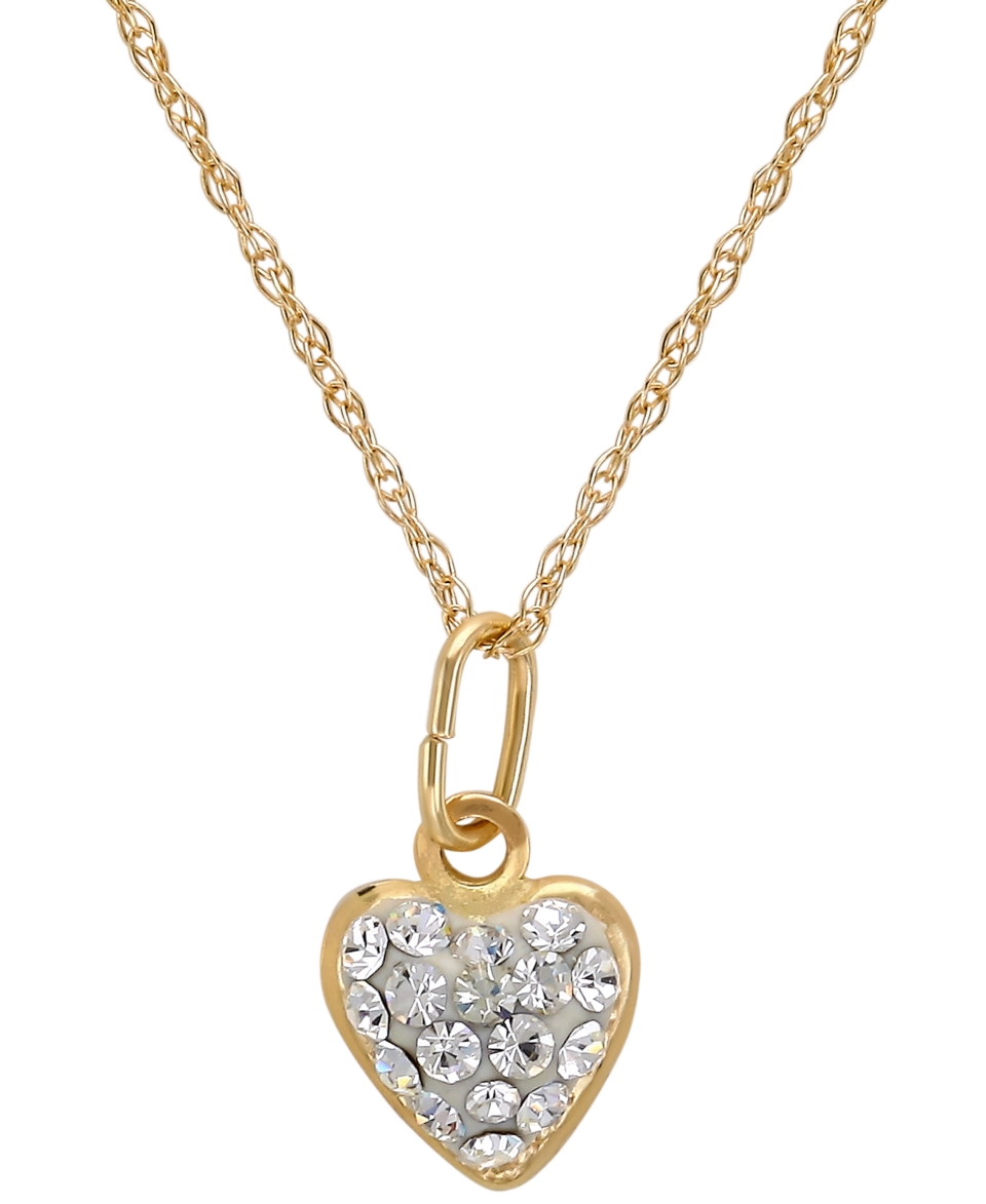 Childrens 14k Gold Necklace, Crystal Heart Pendant   Necklaces   Jewelry & Watches