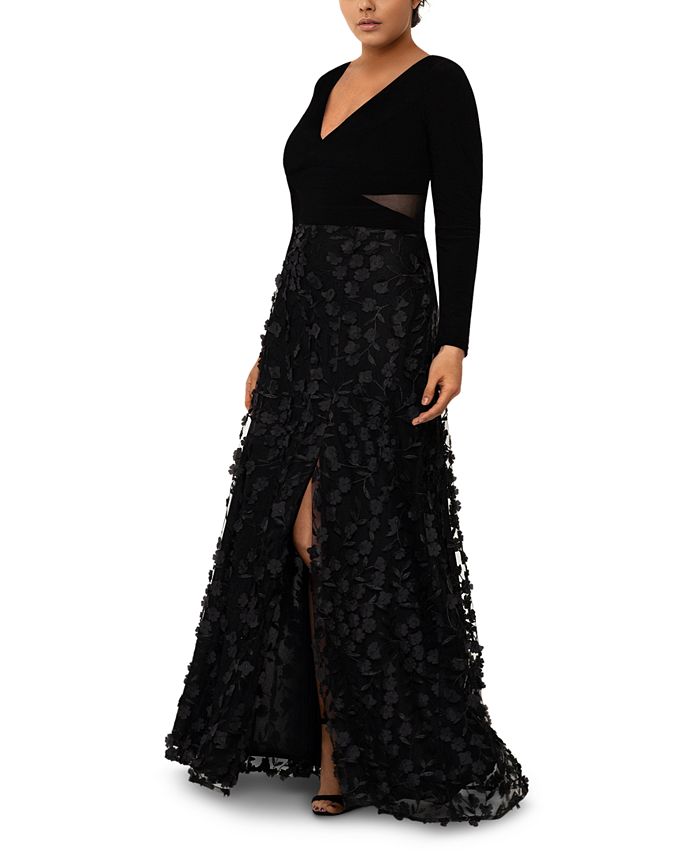 xscape raised floral gown