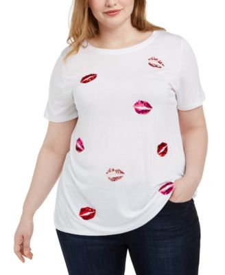 plus size sequin lip shirt