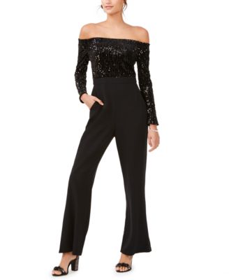 macy's off the shoulder jumpsuit