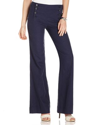 Studio M Pants, Wide-Leg Linen - Pants & Capris - Women - Macy's