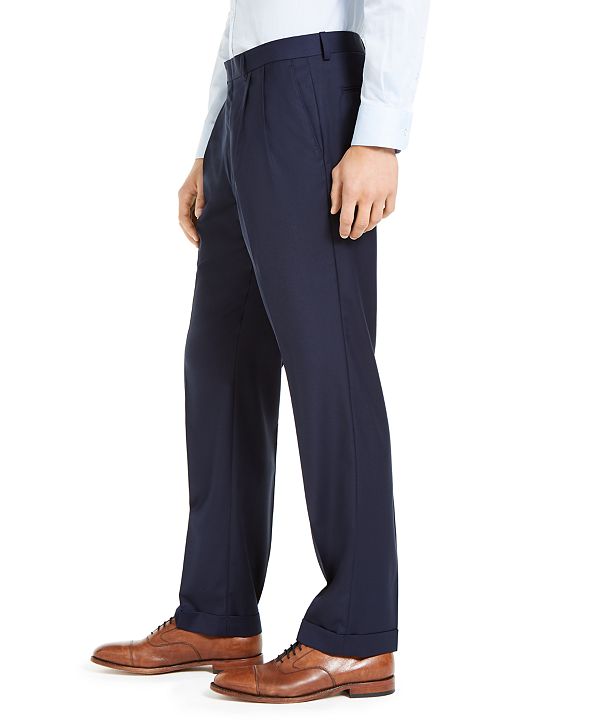 lauren ralph lauren navy plaid ultraflex dress pants