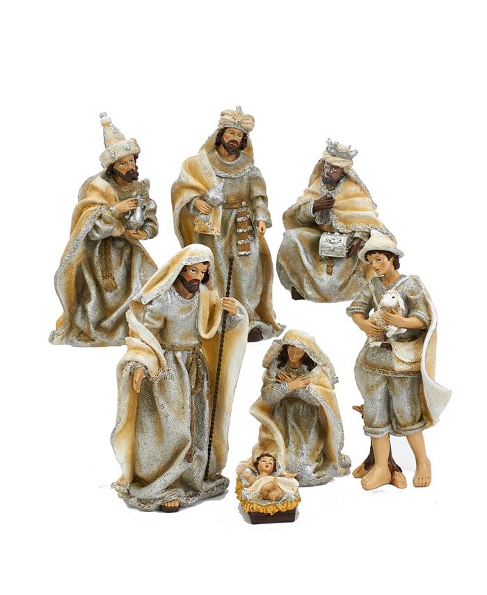 kurt adler resin nativity set with figures and stable