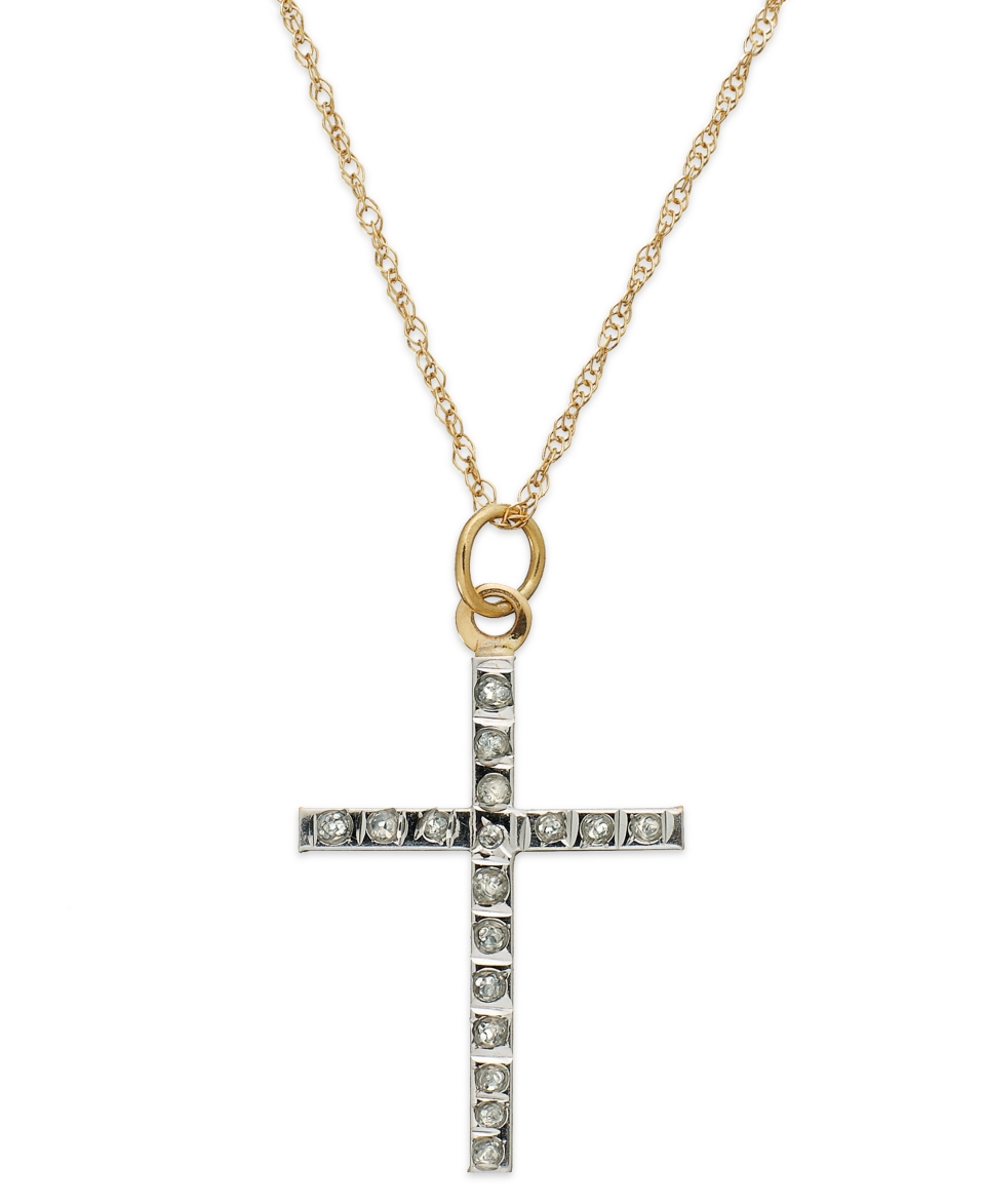 14k Gold Necklace, Diamond Accent Cross Pendant   Necklaces   Jewelry & Watches