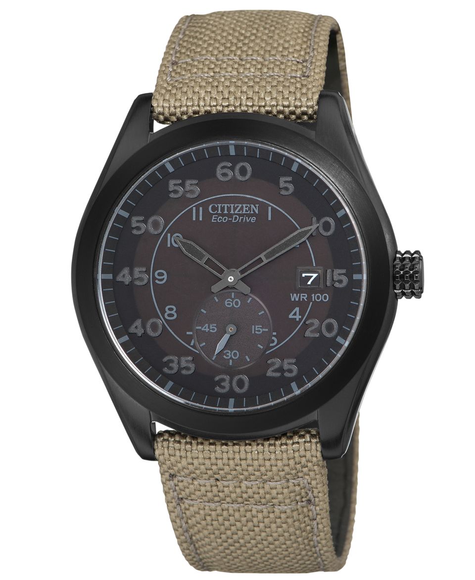 Citizen Mens Chronograph Black Canvas Strap Watch 45mm AN3525 01L   Watches   Jewelry & Watches