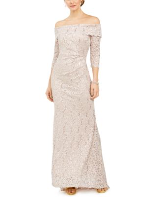 vince camuto off the shoulder gown champagne